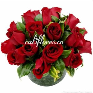 Arreglo pecera rosas rojas