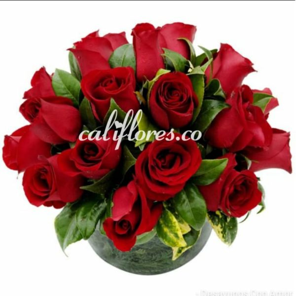 Arreglo pecera rosas rojas